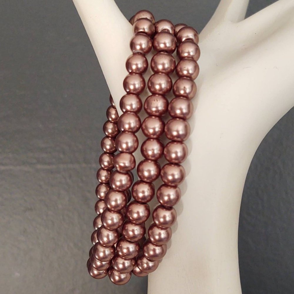 3 metallic stretch beaded bracelets